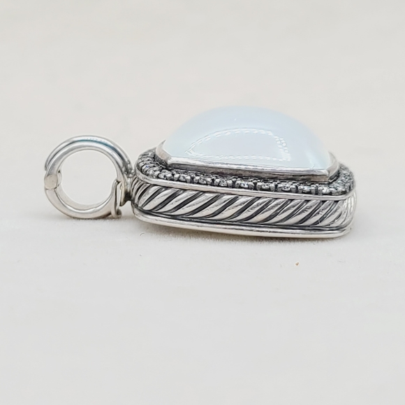 David Yurman Albion Moonlight Ice 20mm Moonstone Diamond Pendant Enhancer - Picture 4 of 9